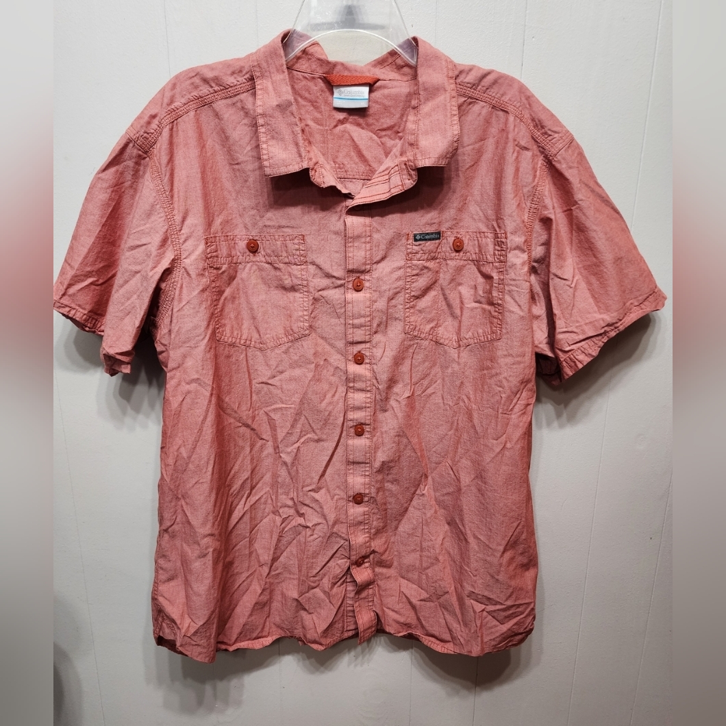 Columbia Shirt Xl Button Front Red Men's Casual Short Sleeve B943